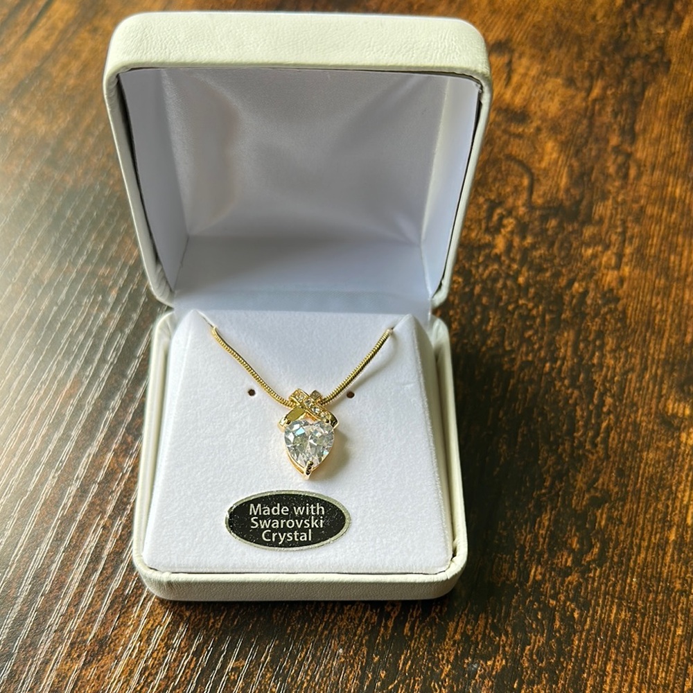 Swarovski Gold and Crystal Teardrop Necklace